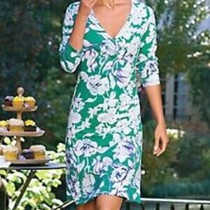 Soft Surroundings floral ruched faux wrap dress XS